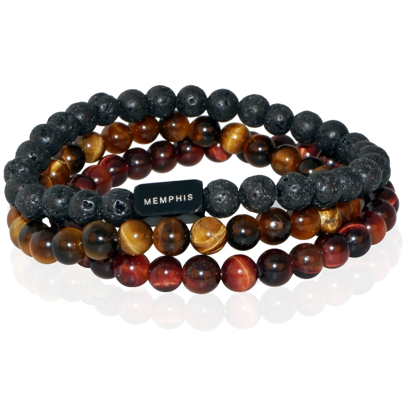 Memphis TRIO Kralenarmbanden set "The Gentleman"-21cm 1 Memphis TRIO Kralenarmbanden set "The Gentleman"-21cm