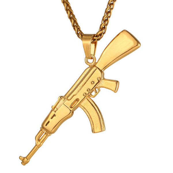 Mendes kettinghanger Edelstaal AK47 Goudkleurig 1 Mendes kettinghanger Edelstaal AK47 Goudkleurig