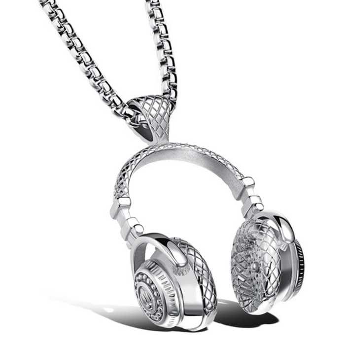 Mendes heren kettinghanger Headphone Silver 1 Mendes heren kettinghanger Headphone Silver