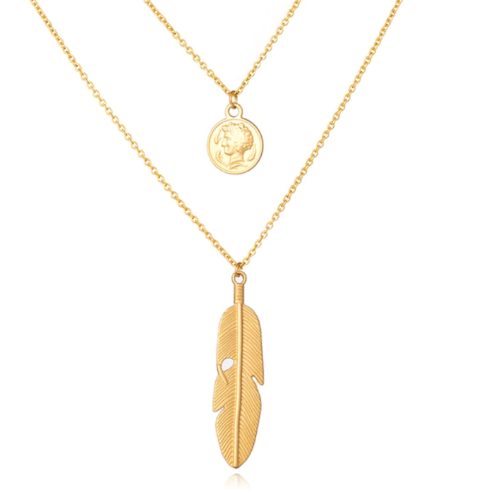 Multilayer Ketting Feather LGT JWLS - 2 lagen 1 Multilayer Ketting Feather LGT JWLS - 2 lagen