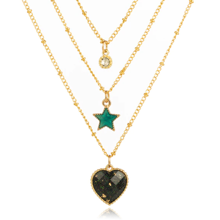 Multilayer Ketting Green Star LGT JWLS - 3 lagen 1 Multilayer Ketting Green Star LGT JWLS - 3 lagen