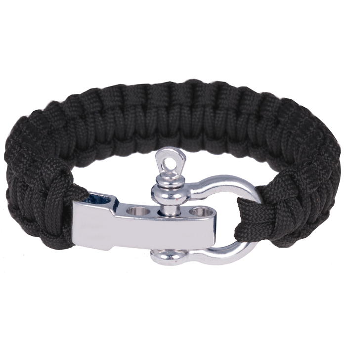 Paracord armband Zwart met Zilver 1 Paracord armband Zwart met Zilver