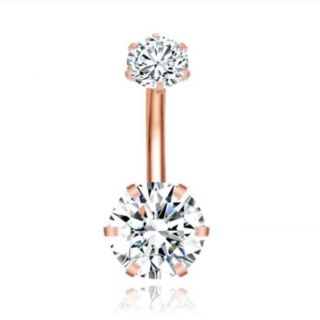 Piercing met 6-kant Zirkonia - Hexagon Rosegoudkleurig 1 Piercing met 6-kant Zirkonia - Hexagon Rosegoudkleurig