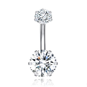 Piercing met 6-kant Zirkonia - Hexagon Zilver