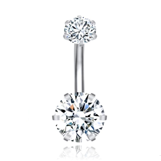 Piercing met 6-kant Zirkonia - Hexagon Zilver 1 Piercing met 6-kant Zirkonia - Hexagon Zilver