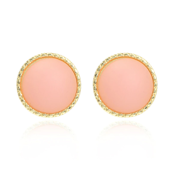 Ronde Oorbellen Dames Goudkleurig met Roze Steen 1 Ronde Oorbellen Dames Goudkleurig met Roze Steen