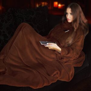 Snugs Deluxe XL Fleece Deken met Mouwen - 215x150 cm - Bruin
