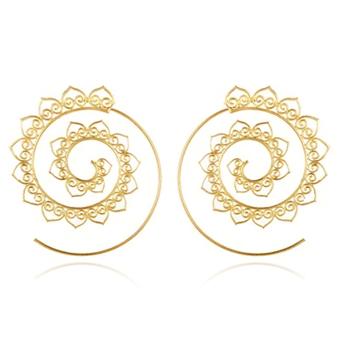 Spiraal Oorstekers Rond Dames Goudkleurig 1 Spiraal Oorstekers Rond Dames Goudkleurig