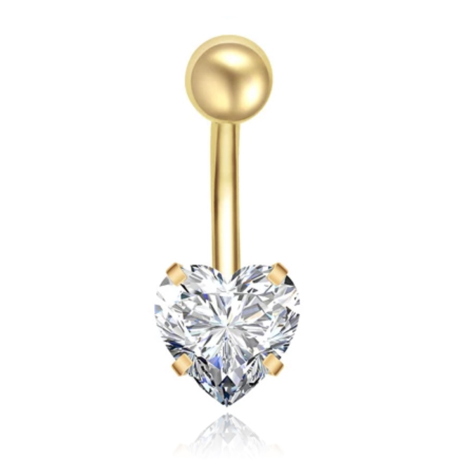 Stalen Piercing voor Navel - Heart Goudkleurig 1 Stalen Piercing voor Navel - Heart Goudkleurig