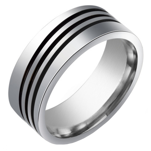 Stalen mannen ring Triple Diagonal Stripe-22mm 1 Stalen mannen ring Triple Diagonal Stripe-22mm