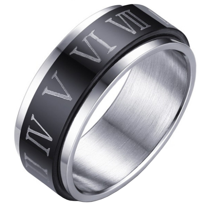Stalen Spinning ring met Romeinse Cijfers-18mm 1 Stalen Spinning ring met Romeinse Cijfers-18mm