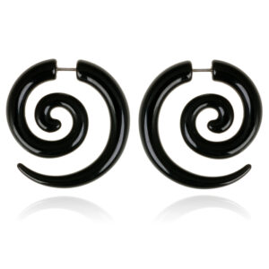 Tribal bone oorbellen Black Spiral