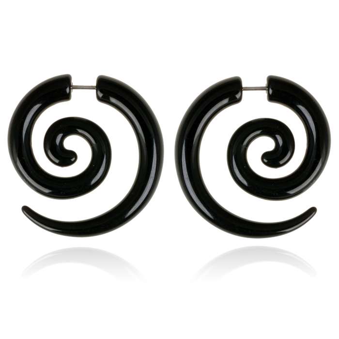Tribal bone oorbellen Black Spiral 1 Tribal bone oorbellen Black Spiral
