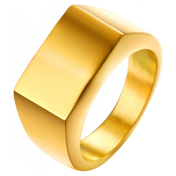 Verguld stalen zegelring van Mendes Jewelry-18mm 1 Verguld stalen zegelring van Mendes Jewelry-18mm