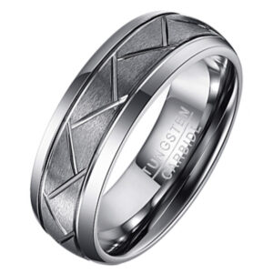 Wolfraam heren ring Diagonale Groeven-19mm