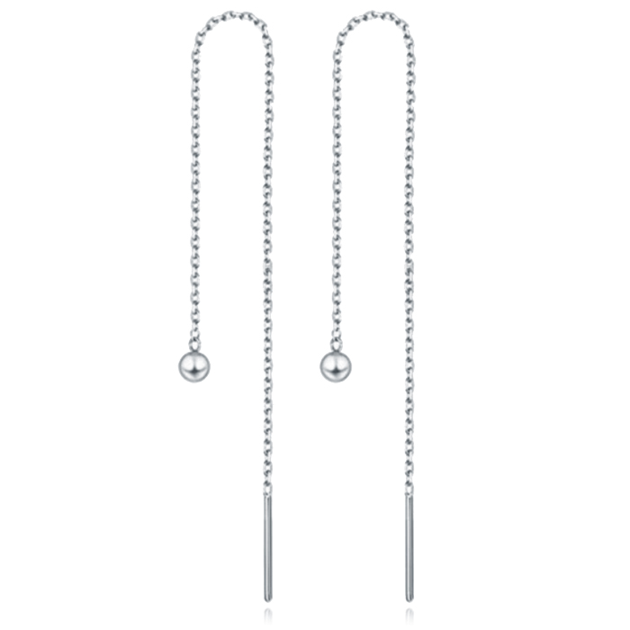 Zilverkleurige Dames Ketting Oorbellen met Bal 1 Zilverkleurige Dames Ketting Oorbellen met Bal