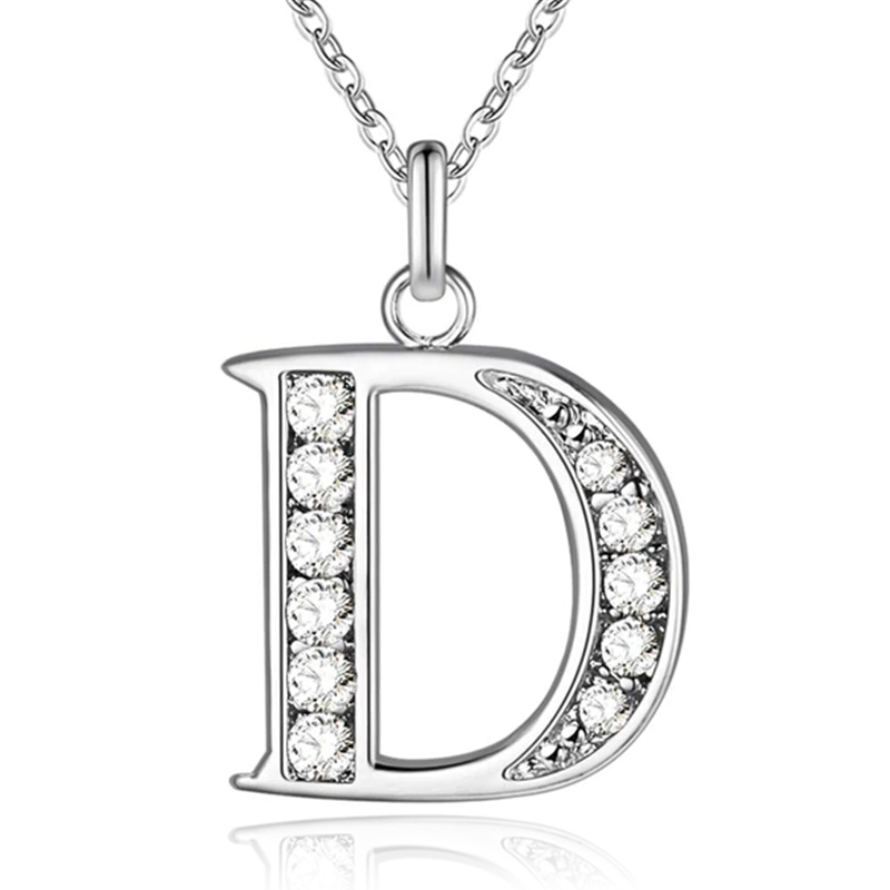 Zilverkleurige Letter D Dames Ketting met Zirkonia 1 Zilverkleurige Letter D Dames Ketting met Zirkonia