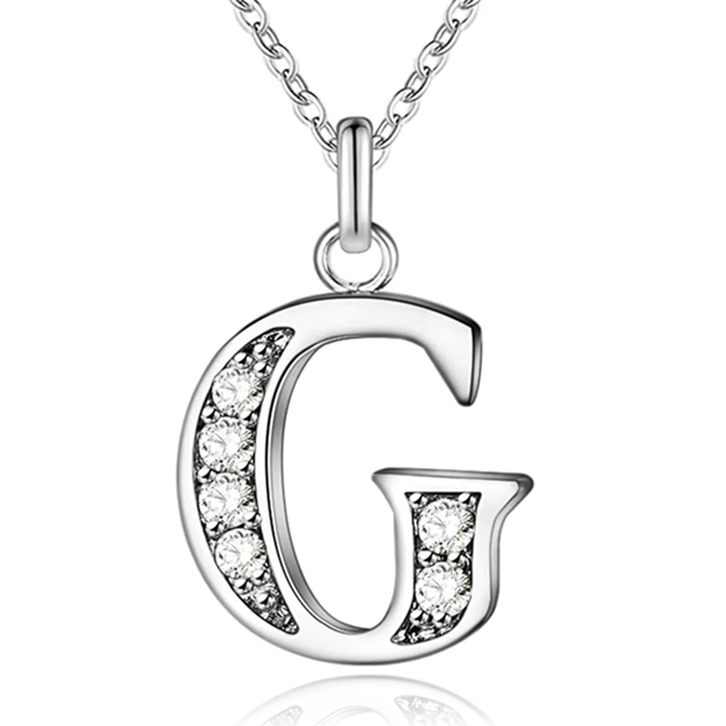 Zilverkleurige Letter G Dames Ketting met Zirkonia 1 Zilverkleurige Letter G Dames Ketting met Zirkonia