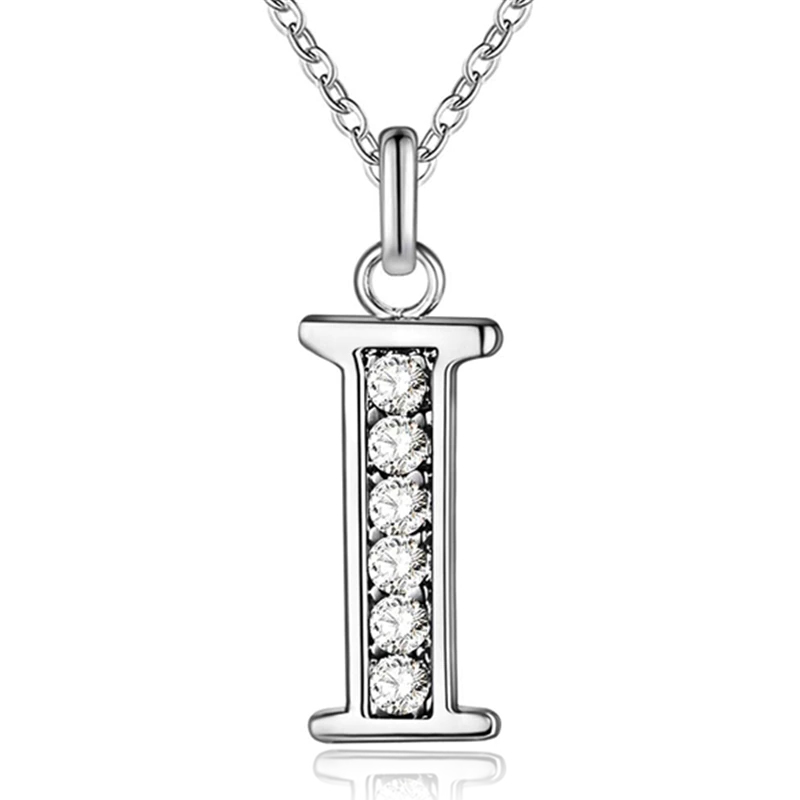 Zilverkleurige Letter I Dames Ketting met Zirkonia 1 Zilverkleurige Letter I Dames Ketting met Zirkonia