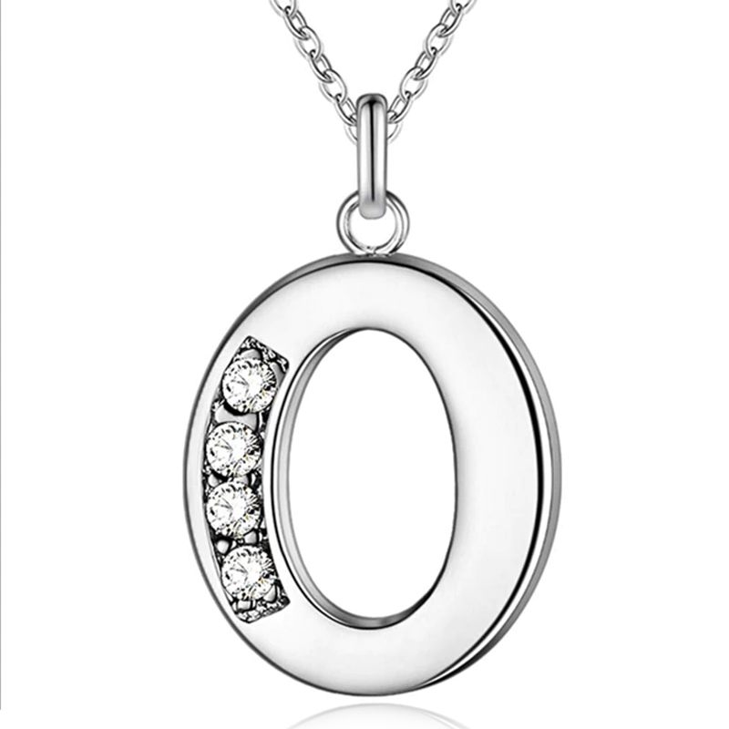 Zilverkleurige Letter O Dames Ketting met Zirkonia 1 Zilverkleurige Letter O Dames Ketting met Zirkonia