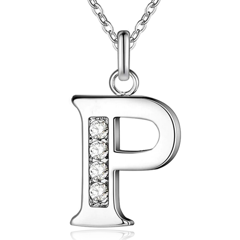 Zilverkleurige Letter P Dames Ketting met Zirkonia 1 Zilverkleurige Letter P Dames Ketting met Zirkonia