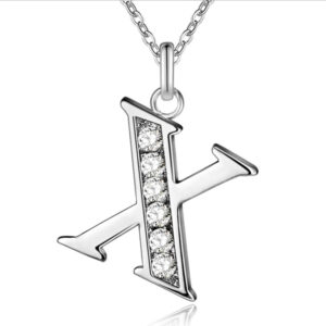 Zilverkleurige Letter X Dames Ketting met Zirkonia