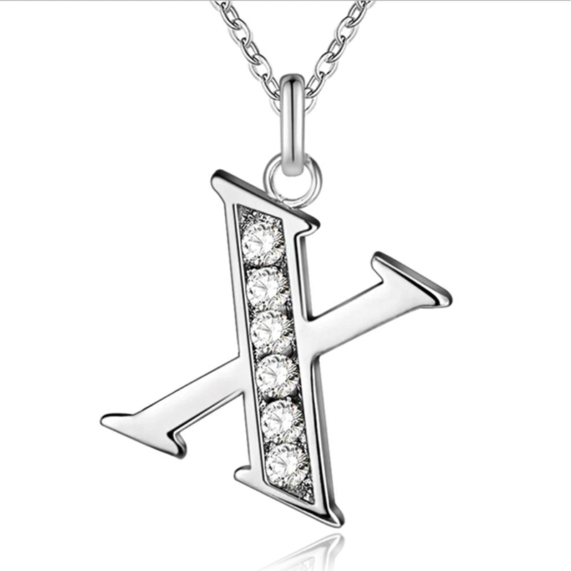 Zilverkleurige Letter X Dames Ketting met Zirkonia 1 Zilverkleurige Letter X Dames Ketting met Zirkonia