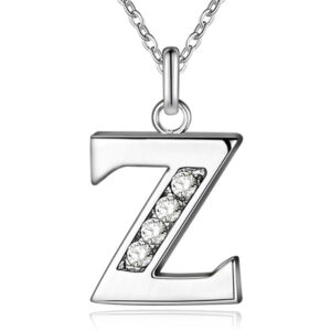 Zilverkleurige Letter Z Dames Ketting met Zirkonia