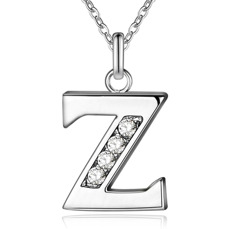Zilverkleurige Letter Z Dames Ketting met Zirkonia 1 Zilverkleurige Letter Z Dames Ketting met Zirkonia
