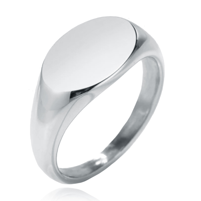 Zilverkleurige Ovale Dames Zegelring van Edelstaal-17mm 1 Zilverkleurige Ovale Dames Zegelring van Edelstaal-17mm