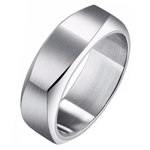 Zilverkleurige Mendes heren ring gepolijst Staal-20mm 1 Zilverkleurige Mendes heren ring gepolijst Staal-20mm
