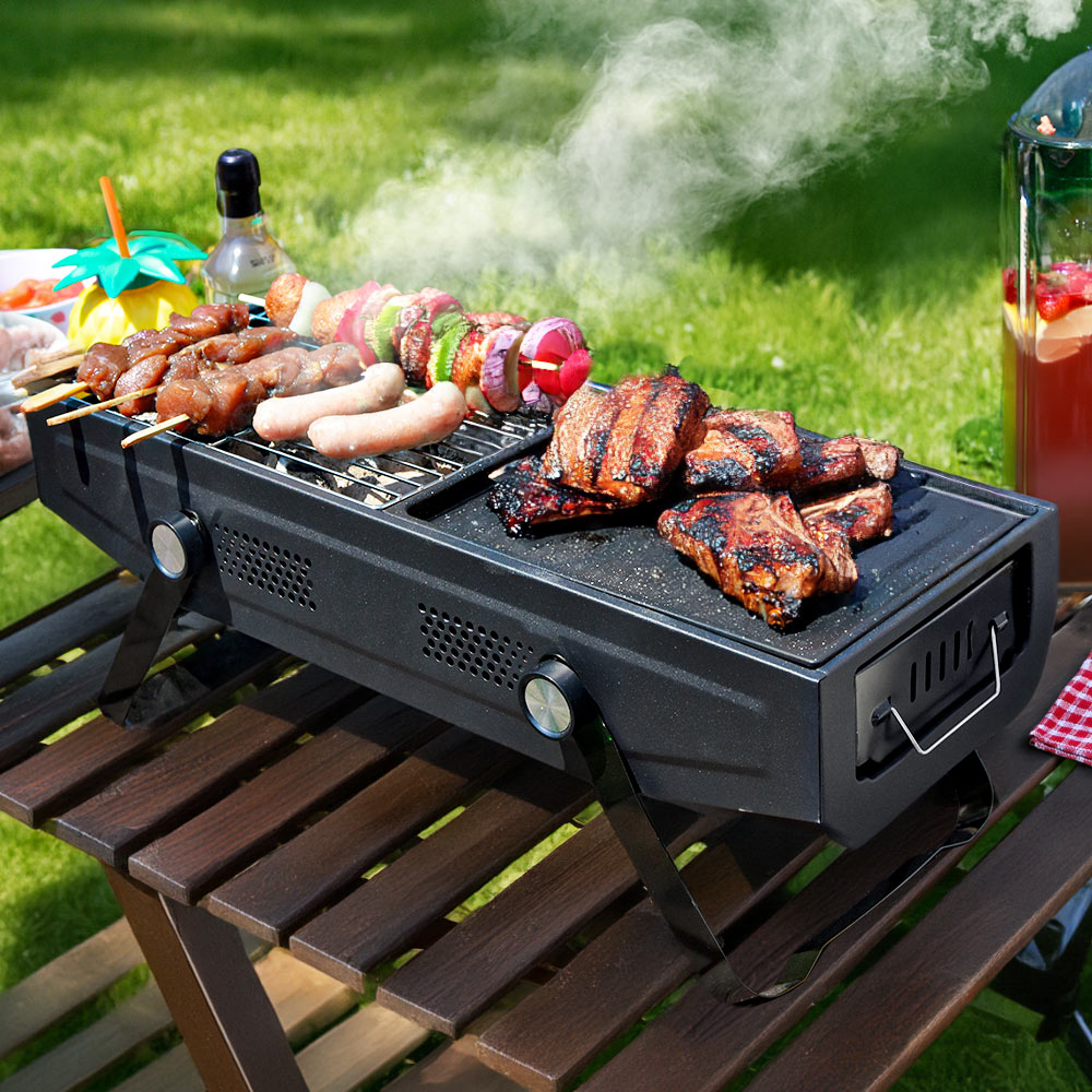 2 in 1 compact BBQ zwart 1 2 in 1 compact BBQ zwart