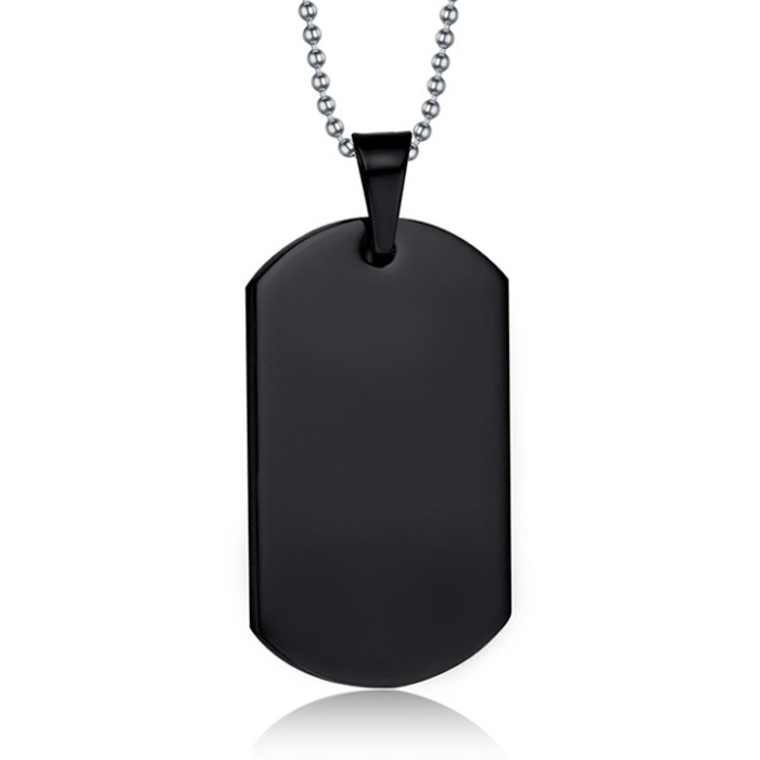 Zwarte Dogtag kettinghanger met ketting 1 Zwarte Dogtag kettinghanger met ketting