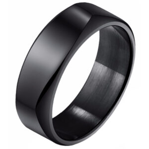 Zwarte Mendes heren ring gepolijst Staal-18mm