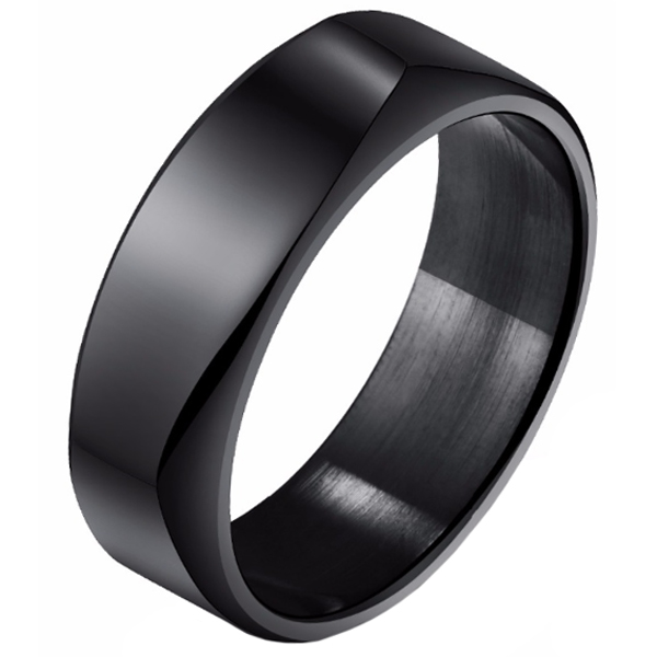 Zwarte Mendes heren ring gepolijst Staal-19mm 1 Zwarte Mendes heren ring gepolijst Staal-19mm