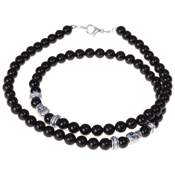 Zwarte Onyx kralen ketting voor mannen 1 Zwarte Onyx kralen ketting voor mannen