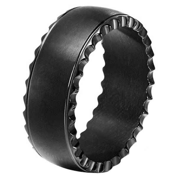 Zwarte stalen mannen ring met Kartel-21mm 1 Zwarte stalen mannen ring met Kartel-21mm
