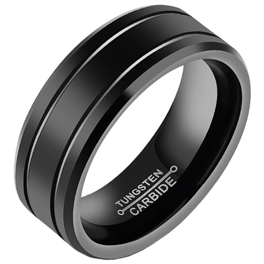 Zwarte Wolfraam heren ring 8mm-18mm 1 Zwarte Wolfraam heren ring 8mm-18mm