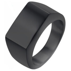 Zwarte zegelring Edelstaal van Mendes Jewelry-19mm