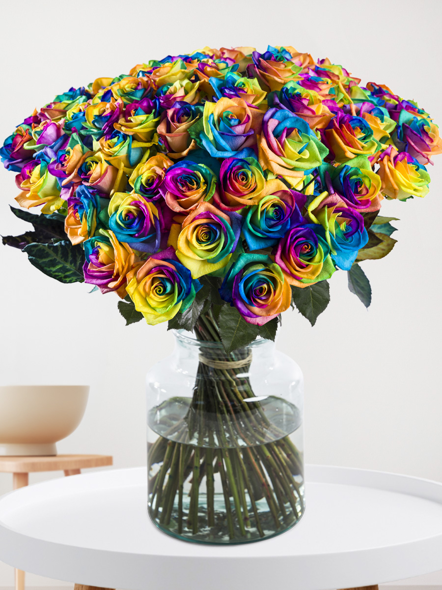 50 regenboog rozen - XL rozen 1 50 regenboog rozen - XL rozen