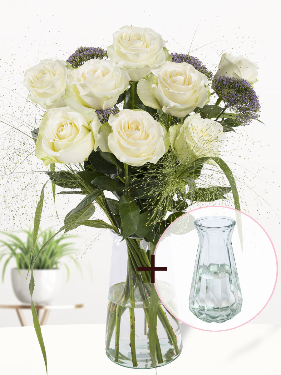Geboorteboeket blauw + gratis glasvaas Evita 1 Geboorteboeket blauw + gratis glasvaas Evita