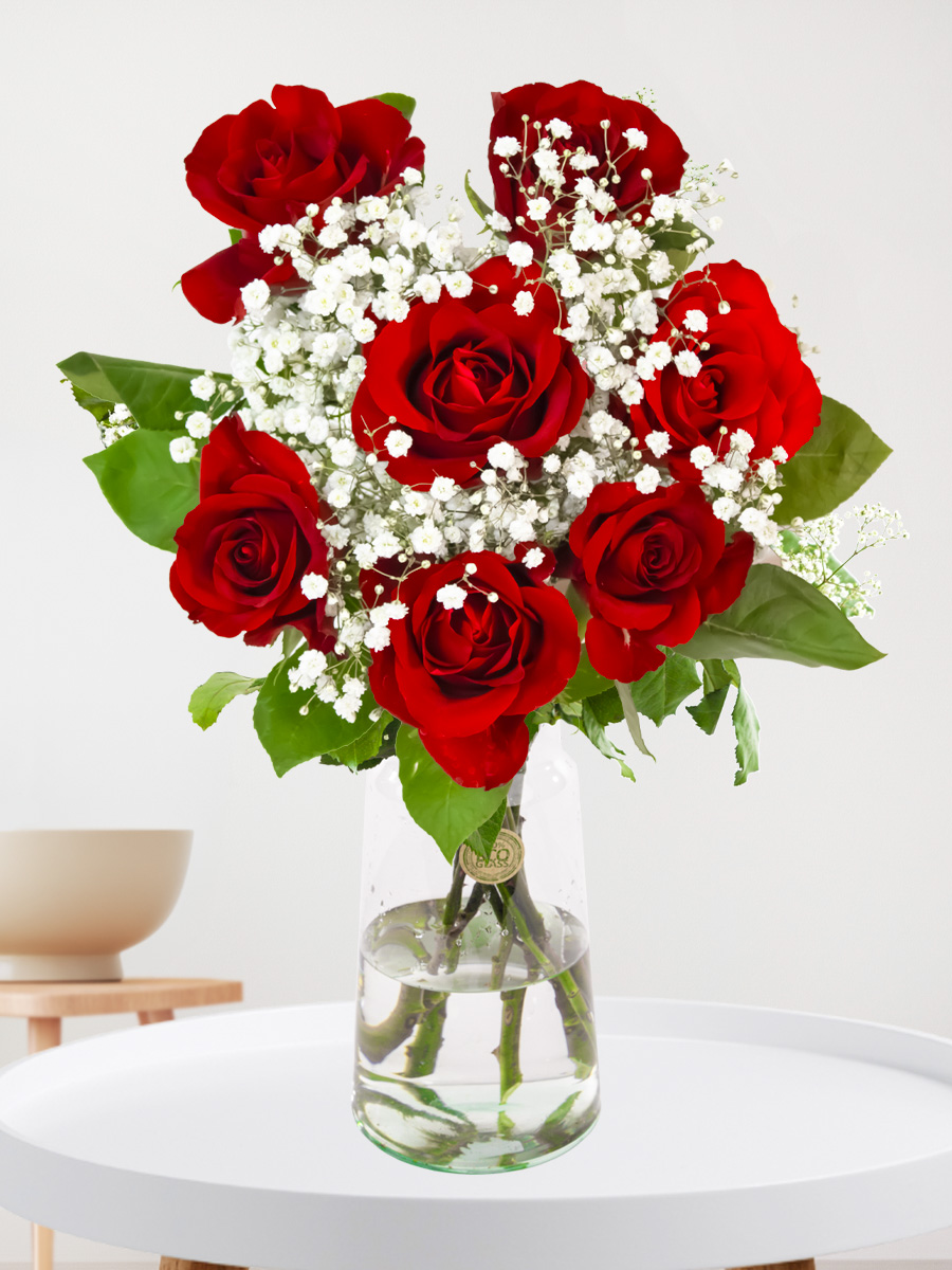 Rood geluksboeket - 7 rozen - EverRed 1 Rood geluksboeket - 7 rozen - EverRed