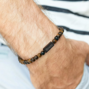 Tiger eye armband graveren - Bruin - M - 6mm