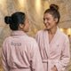 Dames badstof badjas - met je naam - Roze L/XL