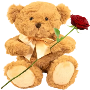 Traditionele teddybeer ca. 36cm met gouden strik