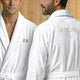 Badstof badjas voor Heren - met jouw naam - Wit S/M