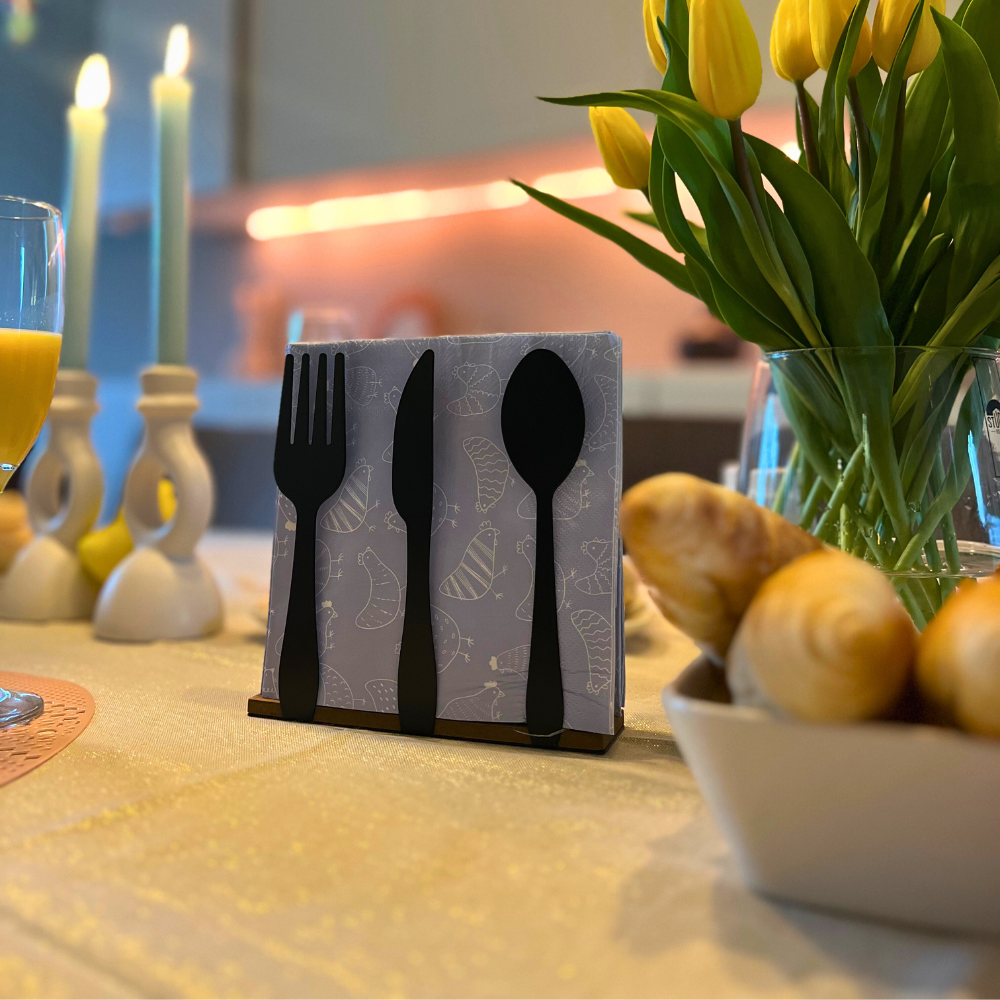 Servetten houder 'bestek' 1 Servetten houder 'bestek'