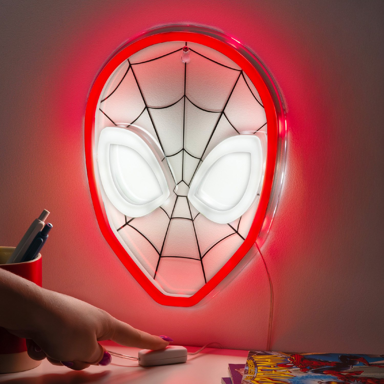 Spiderman masker neon muurlamp 1 Spiderman masker neon muurlamp