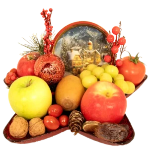Kerst fruitgeschenk in een rode kerstster