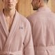 Wafel badjas heren met naam - Geborduurd- Roze - S/M